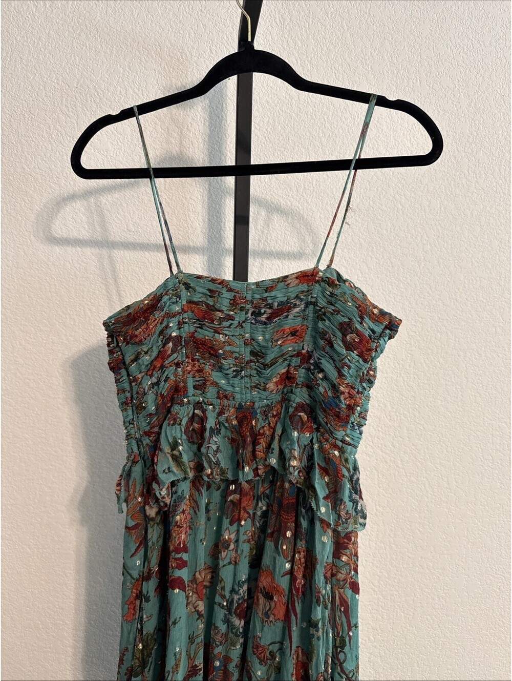 $1200 ULLA JOHNSON Colette Tiered Spaghetti Strap Maxi Dress Gown - SZ 2 (FLAW) - Picture 8 of 15